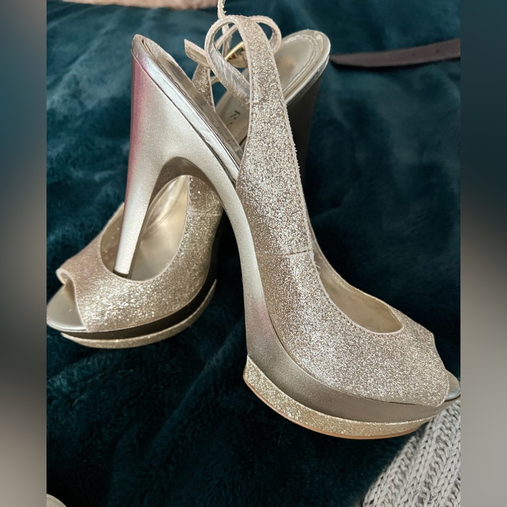 Bakers Glittering Gold Slingback Heels